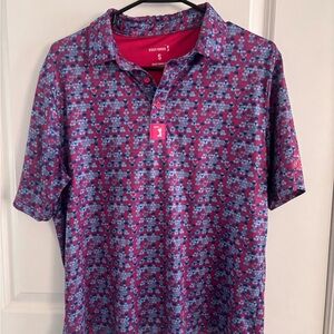 BogeyBros Whale Tail Small  Men's Patterned Polo Shirt - Pink and Blue